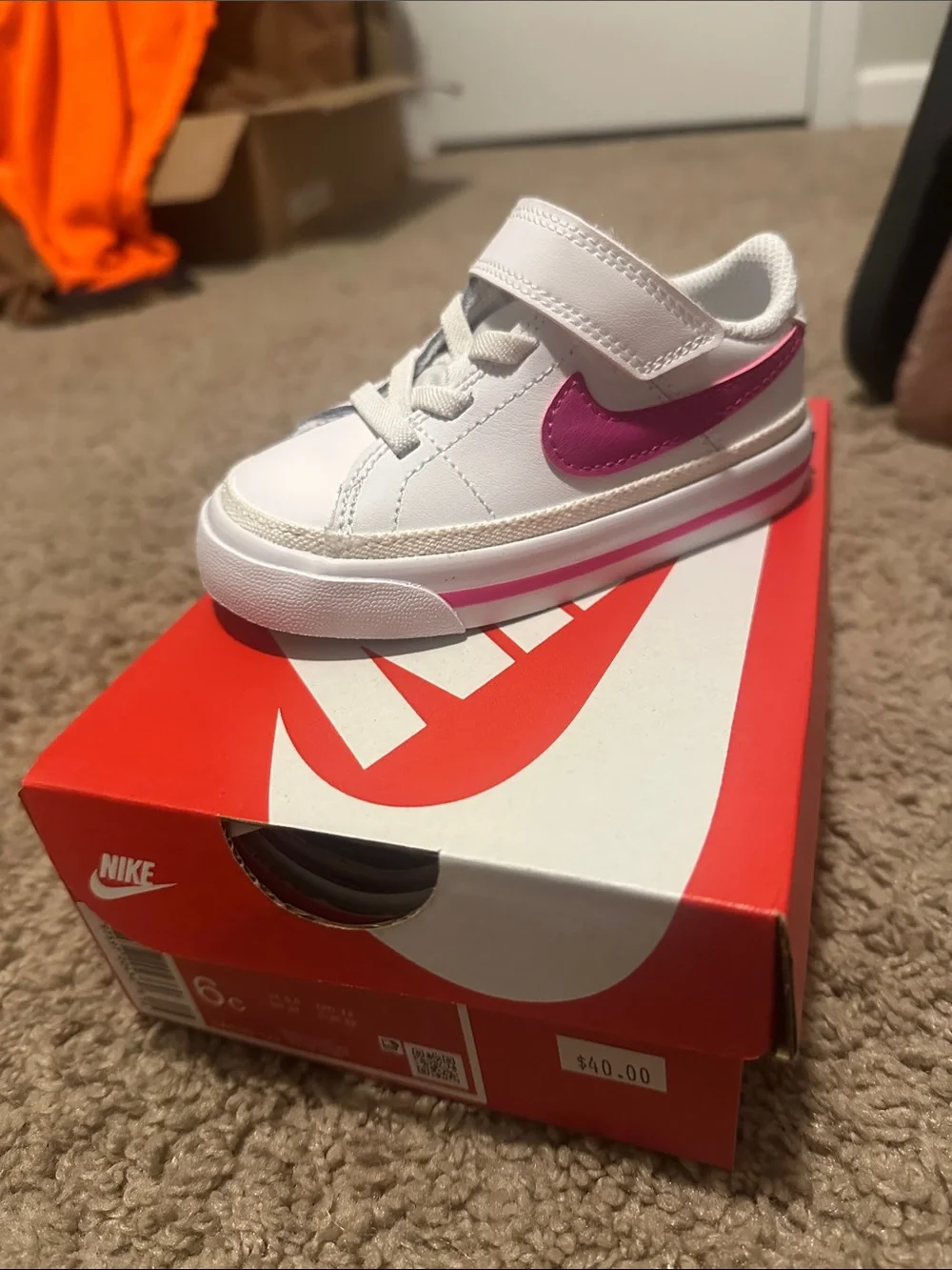 Nike Red and White Shoe Box with Size Label